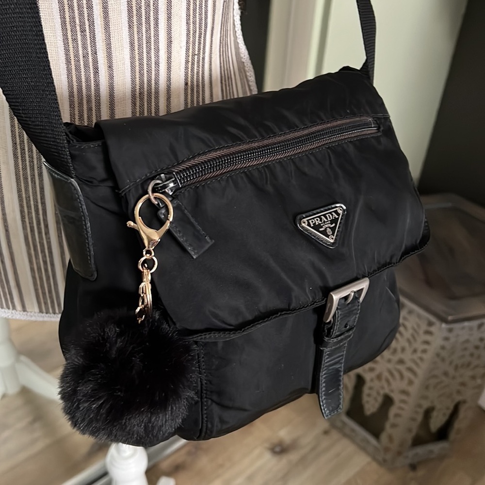 Prada, black nylon crossbody bag (100% authentic)